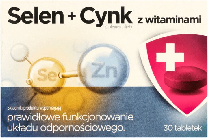 SELEN+CYNK,suplement diety selen + cynk z witaminami,przód
