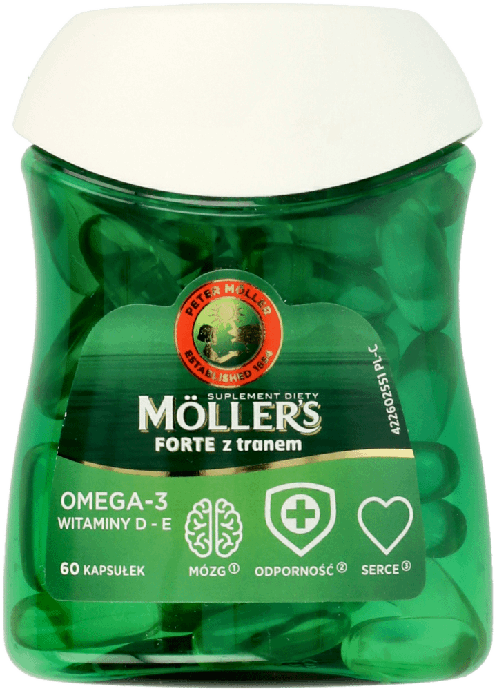 MÖLLER'S,suplement diety naturalnie bogaty w omega-3 w postaci kapsułek,przód