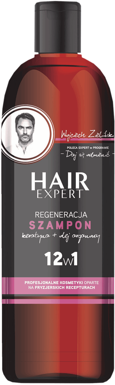 HAIR EXPERT,szampon do włosów 12w1 keratyna roślinna,przód