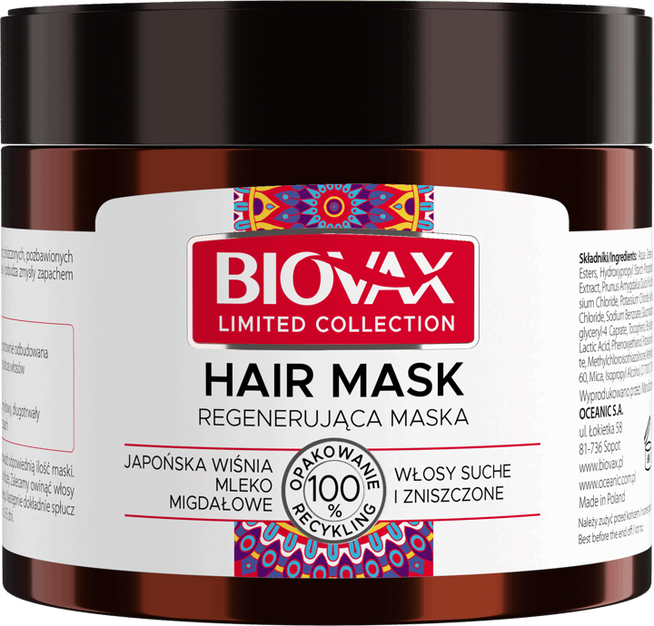 L'BIOTICA BIOVAX,maska do włosów suchych i zniszczonych,przód