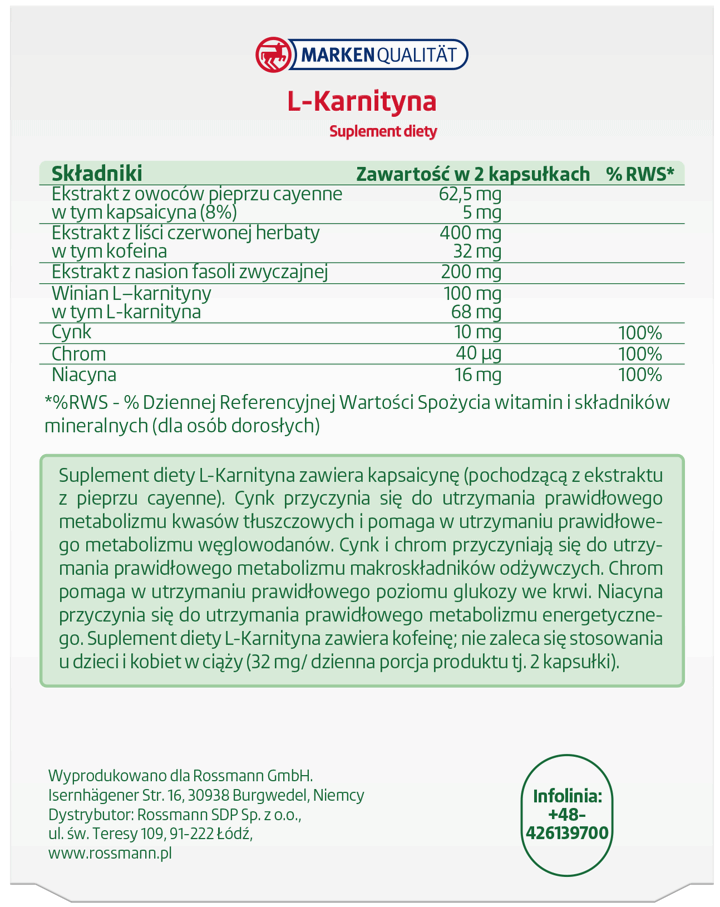 ALTAPHARMA,suplement diety L-Karnityna,tył