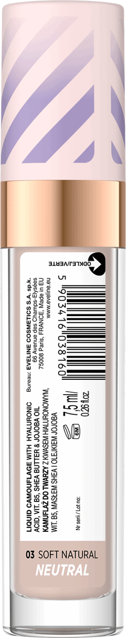 EVELINE COSMETICS, Liquid Camouflage, korektor, nr 02 Light Vanilla, 7 ...