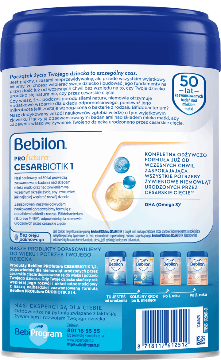 BEBILON,mleko początkowe dla niemowląt od urodzenia, 1,tył