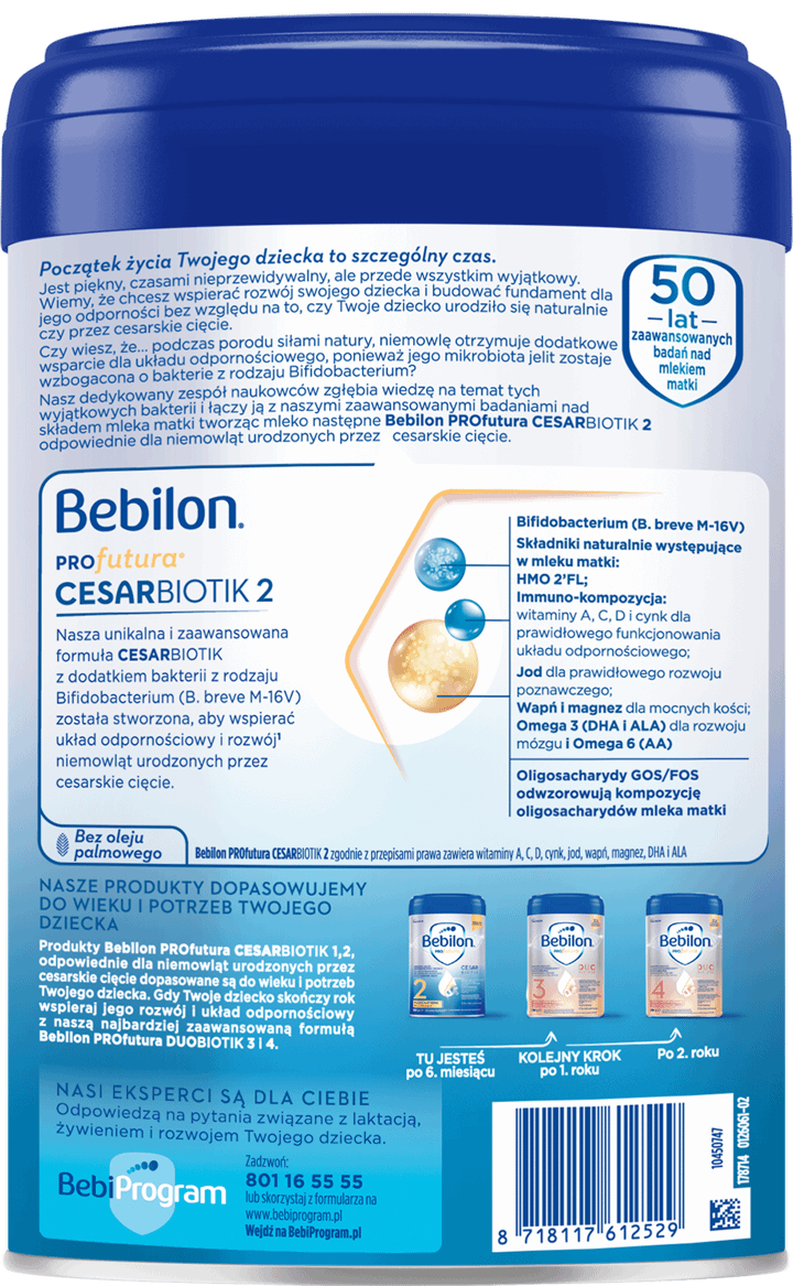 BEBILON,mleko następne dla niemowląt powyżej 6. miesiąca życia, 2,tył