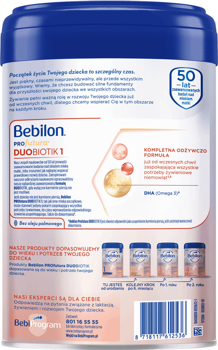 BEBILON,mleko początkowe dla niemowląt od urodzenia, 1,tył