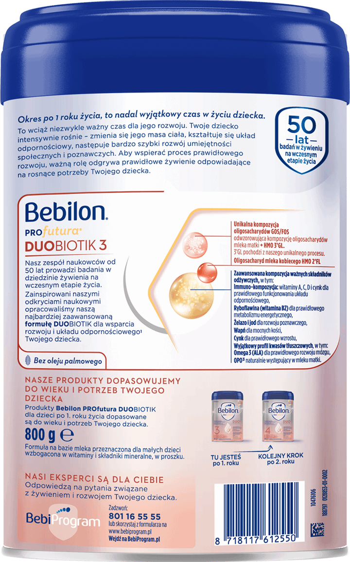 BEBILON,odżywcza formuła na bazie mleka dla dzieci powyżej 1. roku życia, 3,tył