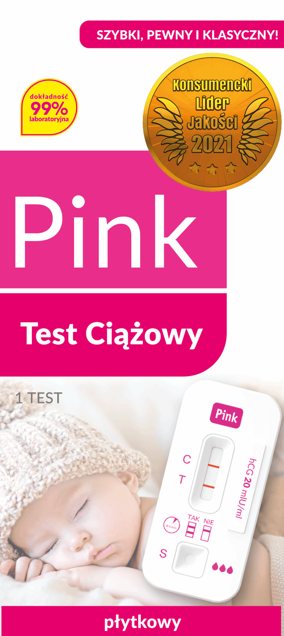 PINK,płytkowy test ciążowy domowego użytku,przód
