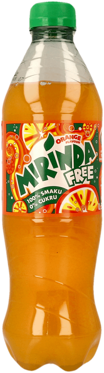 MIRINDA,napój gazowany o smaku pomarańczowym bez cukru,przód