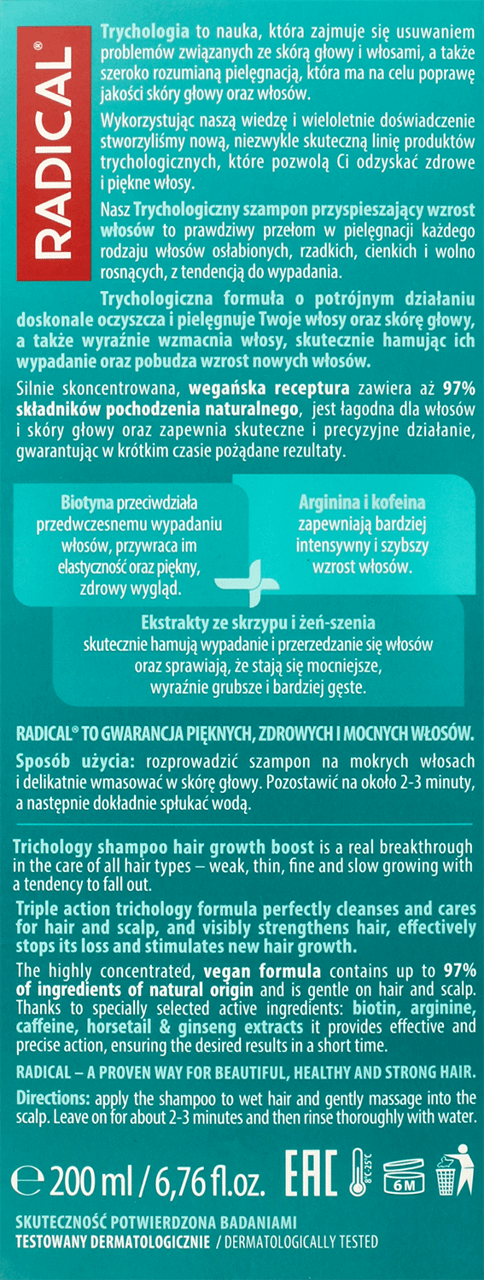 FARMONA RADICAL,trychologiczny szampon przyspieszający wzrost włosów,tył