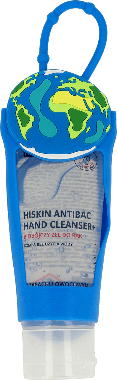 HISKIN,żel do mycia, oczyszczania rąk z płynem antybakteryjnym,przód