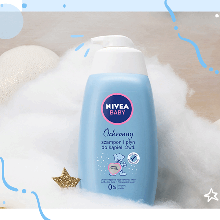 NIVEA BABY,ochronny szampon i płyn do kąpieli 2w1,lewa