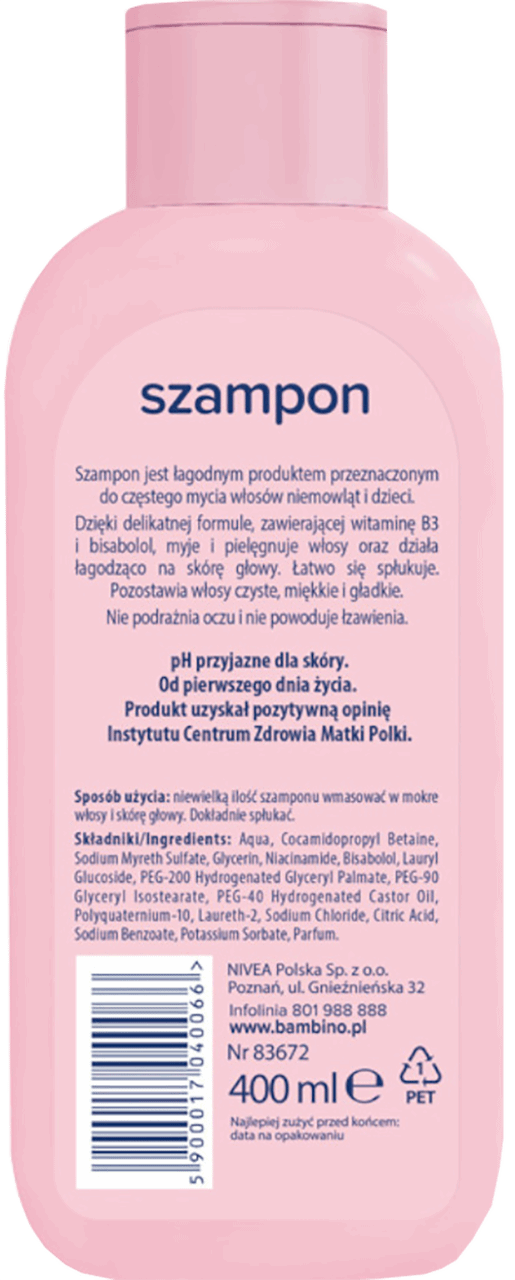BAMBINO,szampon z witaminą B3,tył