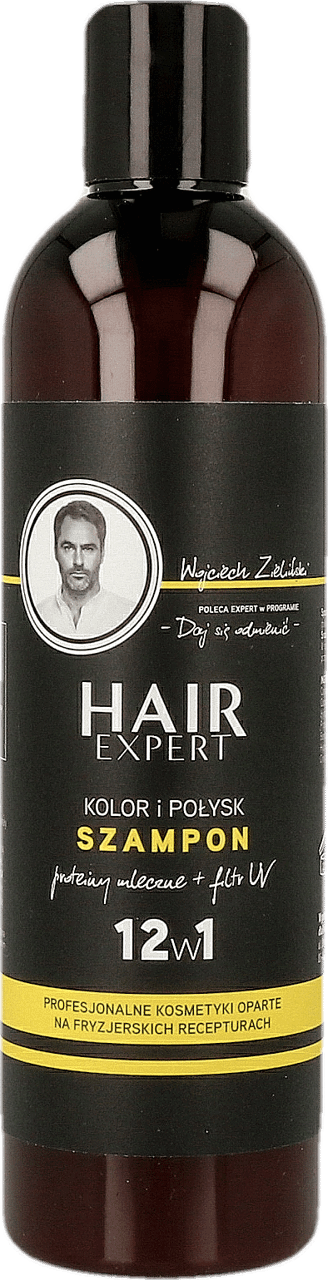HAIR EXPERT,szampon do włosów 12w1 proteiny mleczne + filtr UV,przód