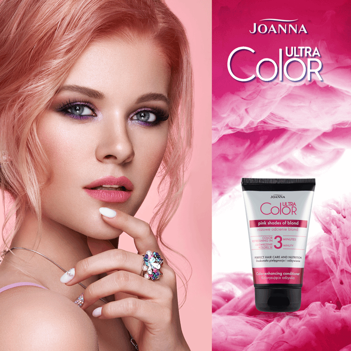 JOANNA ULTRA COLOR,koloryzująca odżywka Różowe Odcienie Blond,lewa