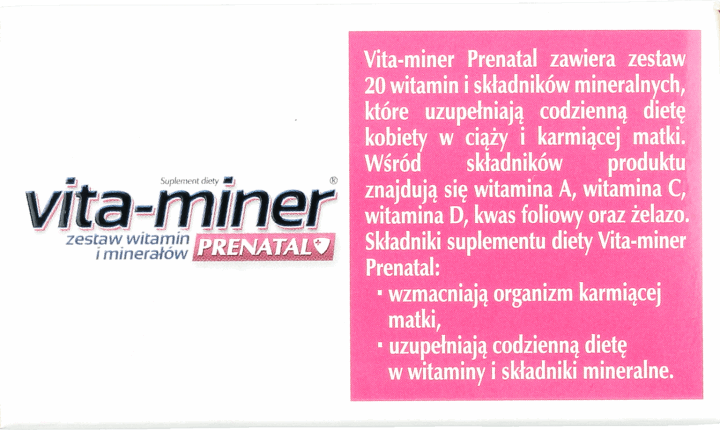 VITA-MINER,witamin i minerałów dla kobiet w ciąży i karmiących piersią,lewa