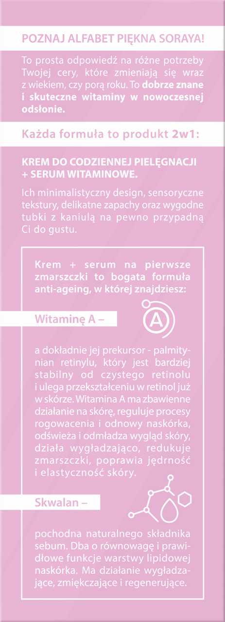 SORAYA,krem na pierwsze zmarszczki serum witaminowe 2w1,tył