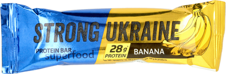 UKRAINA,baton proteinowy o smaku bananowym,przód