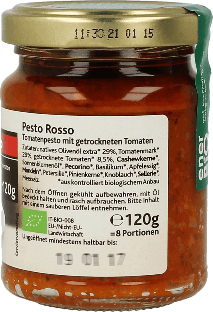 ENERBIO,pesto rosso z suszonymi pomidorami,tył