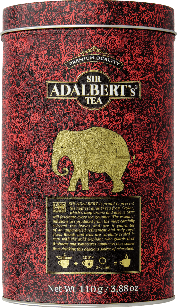 SIR ADALBERT'S TEA,herbata czarna English Breakfast Tea - liściasta,tył