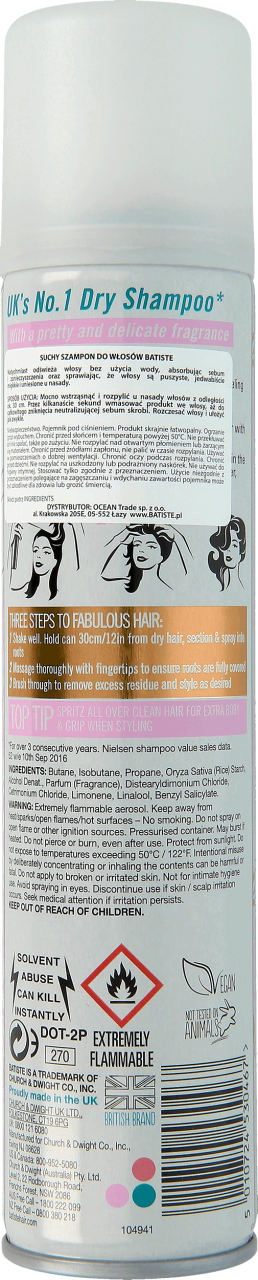BATISTE,suchy szampon do włosów kwiatowo-waniliowy,tył