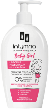 AA BABY,emulsja do higieny intymnej, baby girl,przód