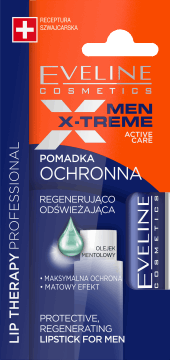 Eveline, Men X-Treme, regenerująco-odświeżająca pomadka ochronna dla mężczyzn, 4 g, nr kat. 276303