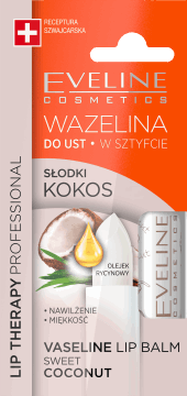 Eveline, Lip Therapy Professional, wazelina do ust w sztyfcie, słodki kokos, 3,8 g, nr kat. 276309