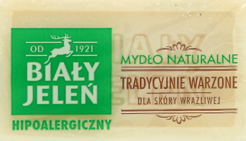 BIAŁY JELEŃ,mydło w kostce naturalne, dla skóry wrażliwej,przód
