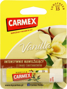 CARMEX,intensywnie nawilżający balsam do ust o smaku śmietankowym, SPF 15,przód