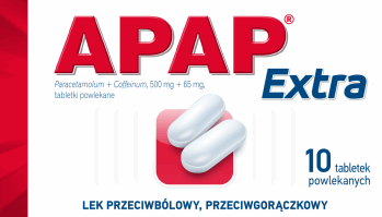 APAP,tabletki powlekane przeciwbólowe przeciwgorączkowe,przód