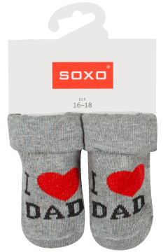 SOXO,skarpety niemowlęce "I love DAD", rozm. EUR 16-18,przód