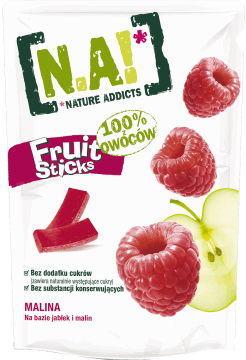 N.A!,żelki malinowe, z zagęszczonych soków i przecierów owocowych,przód