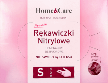 HOME&CARE,rękawice nitrylowe jednorazowe, rozm. S,przód