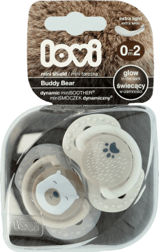 LOVI,smoczek silikonowy, dynamiczny, świecący w ciemności, 0-2m,przód