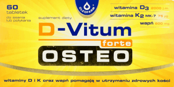 D-VITUM,suplement diety, witamina D i K preparat polecany kobietom od 50 r.ż.,przód