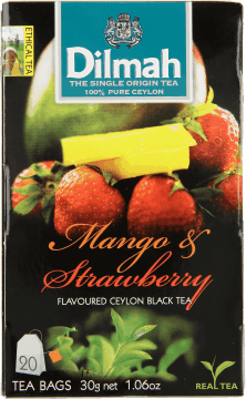 DILMAH,herbata czarna z aromatem mango i truskawki,przód