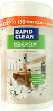 RAPID CLEAN,ekologiczne ściereczki z bawełny, 23 x 25 cm,przód