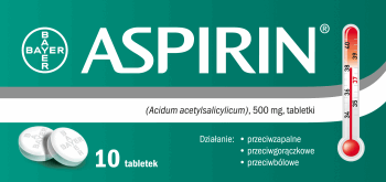 ASPIRIN,500 mg, tabletki przeciwbólowe,przód