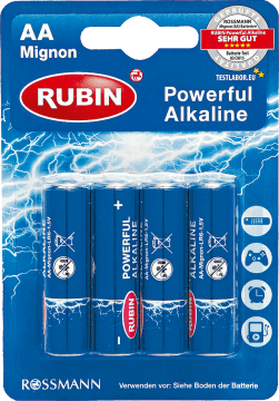 RUBIN,baterie alkaliczne 1,5V AA Mignon LR6,przód