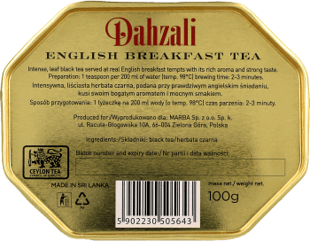 DAHZALI,herbata czarna English Breakfast Tea,dół