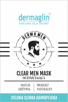 DERMAGLIN,maska oczyszczająca dla mężczyzn, zielona glinka kambryjska,przód