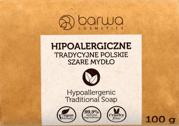 BARWA,tradycyjne szare mydło w kostce,przód
