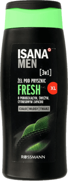 ISANA MEN,żel pod prysznic o pobudzającym, świeżym zapachu, 3w1,przód