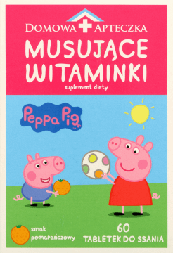 DOMOWA APTECZKA,tabletki do ssania Musujące witaminki, smak pomarańczowy, suplement diety,przód