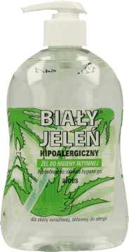 BIAŁY JELEŃ,żel do higieny intymnej z aloesem, hipoalergiczny,przód