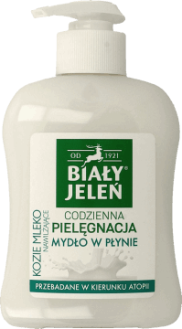 BIAŁY JELEŃ,mydło w płynie nawilżające, Kozie Mleko,przód