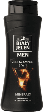 BIAŁY JELEŃ,żel i szampon 2w1, z łopianem i minerałami,przód