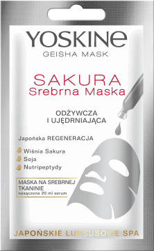 YOSKINE,srebrna maska odżywcza i ujędrniająca Sakura, Japońskie Luksusowe SPA,przód