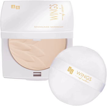 AA WINGS OF COLOR,puder do twarzy prasowany, z lusterkiem, nr 90 Transparent,kompozycja-1