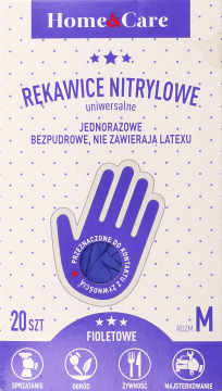HOME&CARE,rękawice nitrylowe jednorazowe, rozm. M,przód
